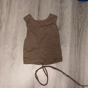 Forever 21 Brown Ribbed Tie-Front Tank Top